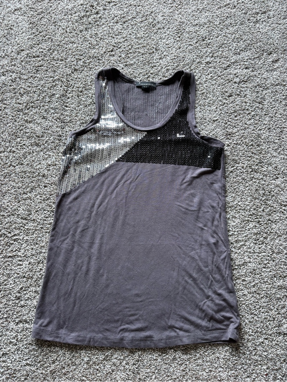 Sequin Accent Women's Tank Top - Dark Gray